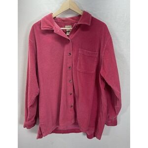 L.L.‎ Bean Corduroy Shirt Women's VTG Pink Size 1X 100% Cotton